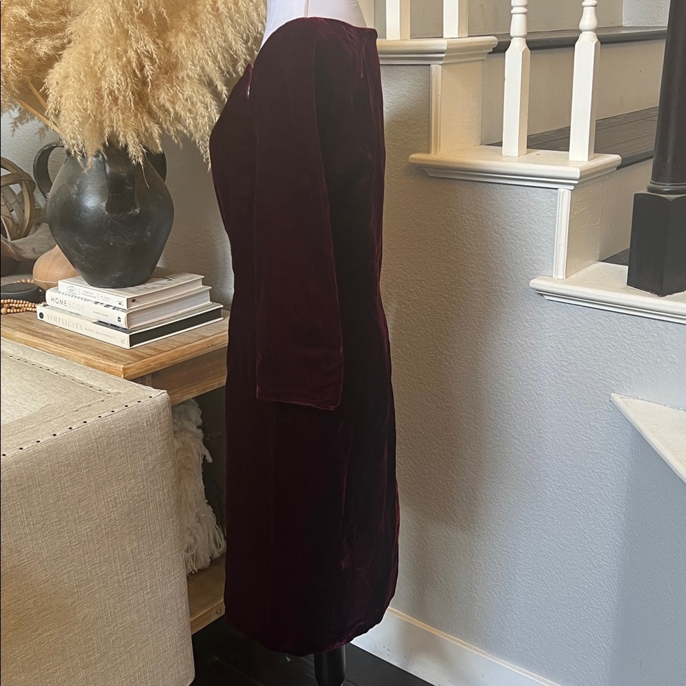 David Fielden Vintage Burgundy Velvet Midi Dress Size 12 - Picture 4 of 7